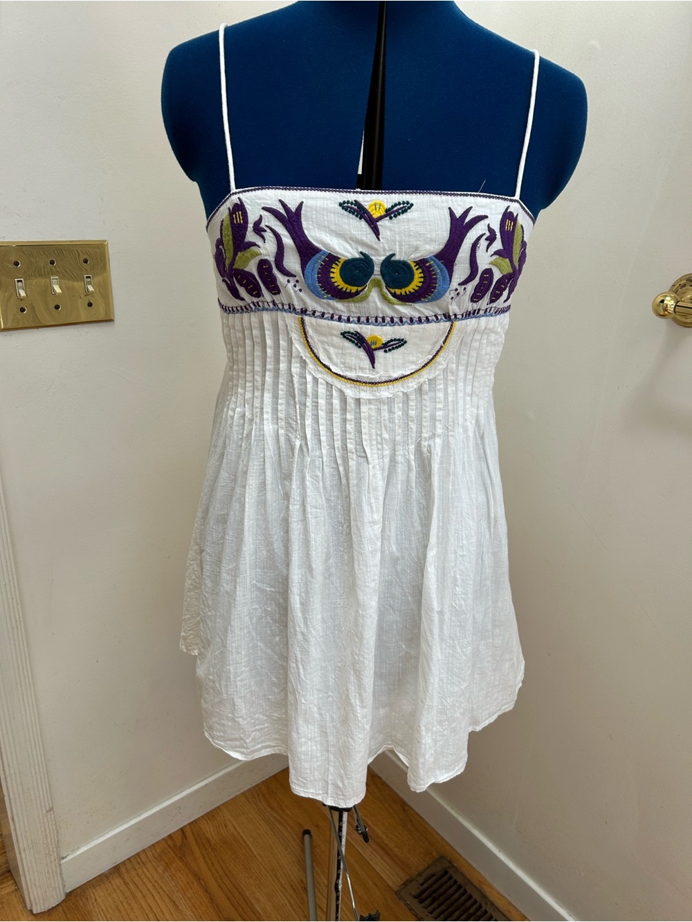 Free People White Embroidered Tank Dress